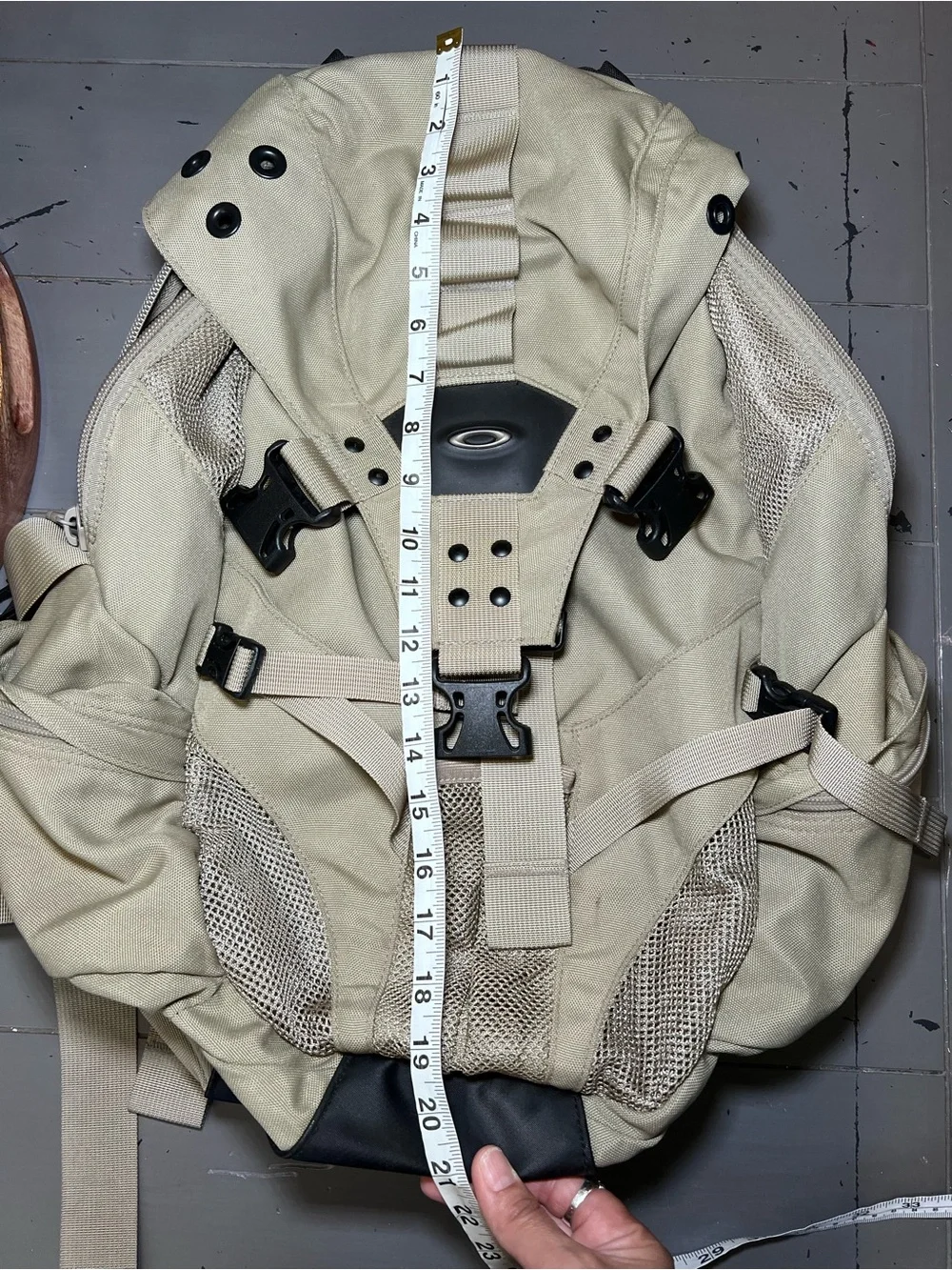 Vintage Oakley Skull Icon Backpack Tan Beige Tactical Hiking 2.0